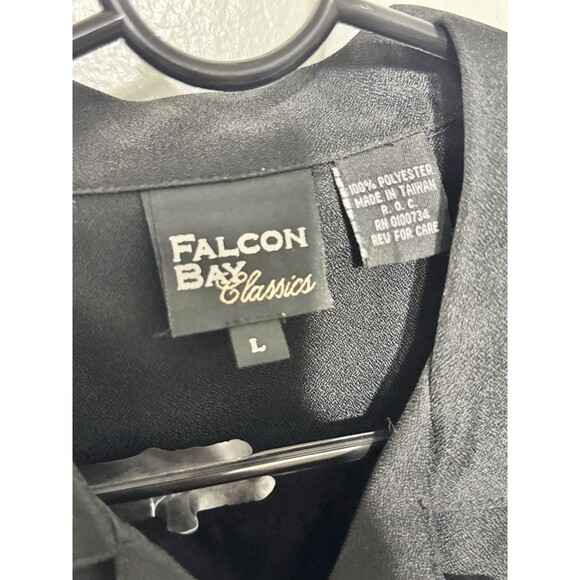 Falcon Bay Classics Men’s Black Embroidered Button Up Shirt Size L - Picture 2 of 4